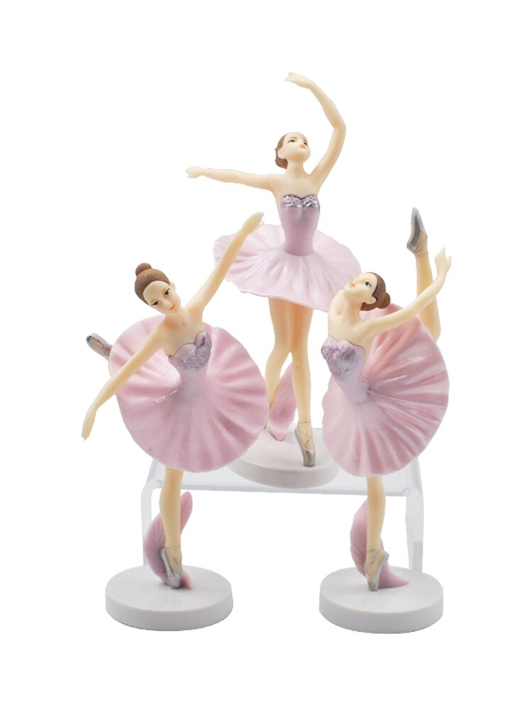 3pc Girls Ballet Cake Topper Dancing Girl Doll Decor Wedding Ballerina Birthday Cake Decor Baby Girl 1st Happy Birthday Party
