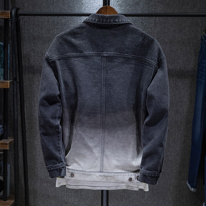 Novedad en chaqueta vaquera entallada de Estilo vintage para hombre, en blanco y negro, ropa de calle estilo Hip Hop, informal, chaquetas tapados abrigos de vaqueros para motocicleta
