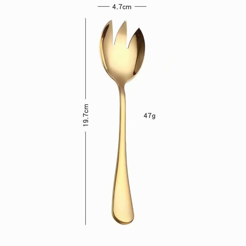 Spklifey Edelstahl Bunte Löffel Salat Löffel Griff Löffel Besteck Kaffee Trinken Werkzeug Küche: Gold Salat Löffel
