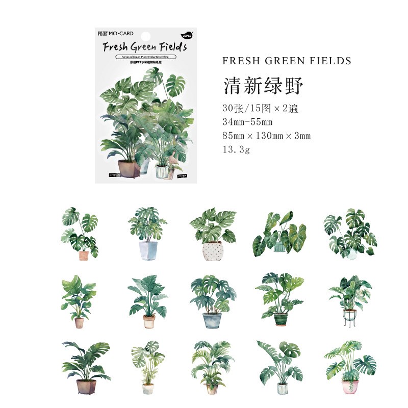 Juego de 30 Uds de pegatinas de hojas de helecho botánico, pegatinas transparentes de plantas Vintage para mascotas, pegatinas impermeables para álbum de recortes para decoración de diario DIY: Morado