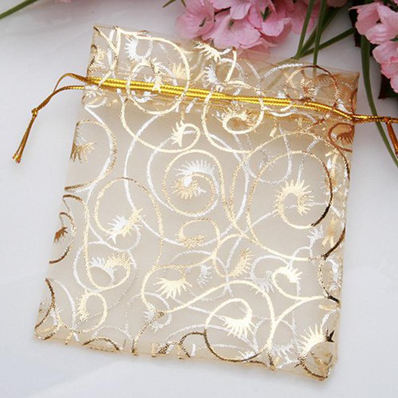 100Pcs di Modo di Organza Sacchetti di Nizza Monili Sacchetti di Imballaggio Regalo di Nozze di Natale Borse Multiuso Del Sacchetto 9X12 Cm