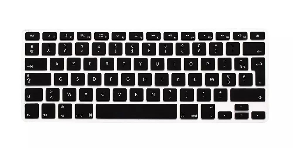 Eu Euro Azerty Franse Keyboard Cover Voor Macbook Air Pro Retina 13 15 Siliconen Toetsenbord Skin Protector Voor Imac: Black