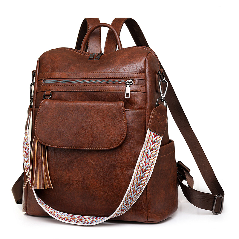 Women Backpacks Shoulder Bag Soft Leather Backpack Ladies Travel Bag Large School Bags for Teenage Girls: Brown