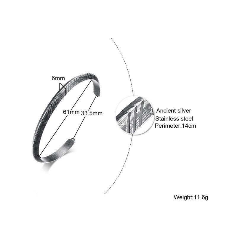 Modyle Men's Viking Cuff Bracelet Bangle Retro Tone Stainless Steel Pulseira Female Male Street Ceremony Unisex Jewelry