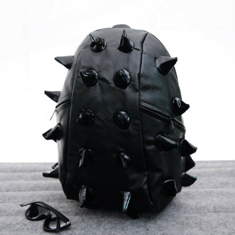 Boy Girl Hedgehog Spike Backpacks Spiky Punk Shoulder Bags School Bookbags: Black / S