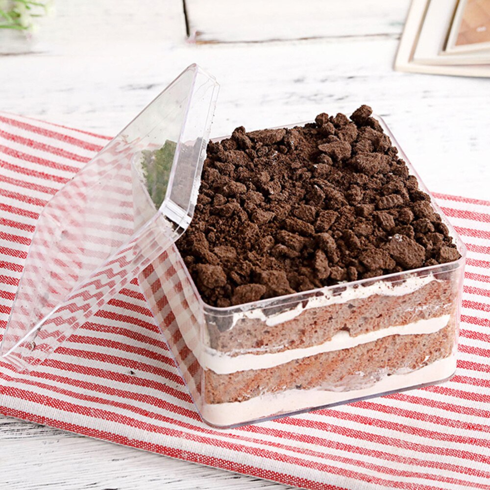 10Pcs Clear Dessert Container Mille Crêpe Cake Dozen Met Deksel Ijs Cupcake Case