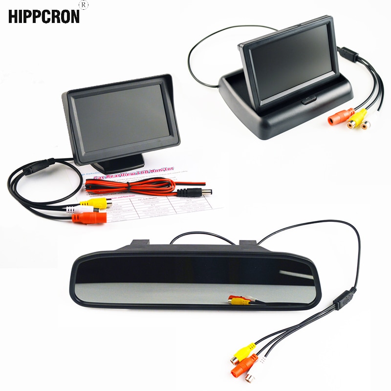 Hippcron LCD Auto Monitor 4.3/5 inch TFT Display Desktop/Opvouwbare/Spiegel 4.3/5 &#39;&#39;Video PAL/NTSC Auto Parking Achteruitkijkspiegel Backup