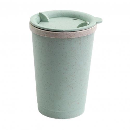 Travel Mug Leakproof Double-wall Insulation Wheat Fiber Straw Coffee Cup for Travel: Green