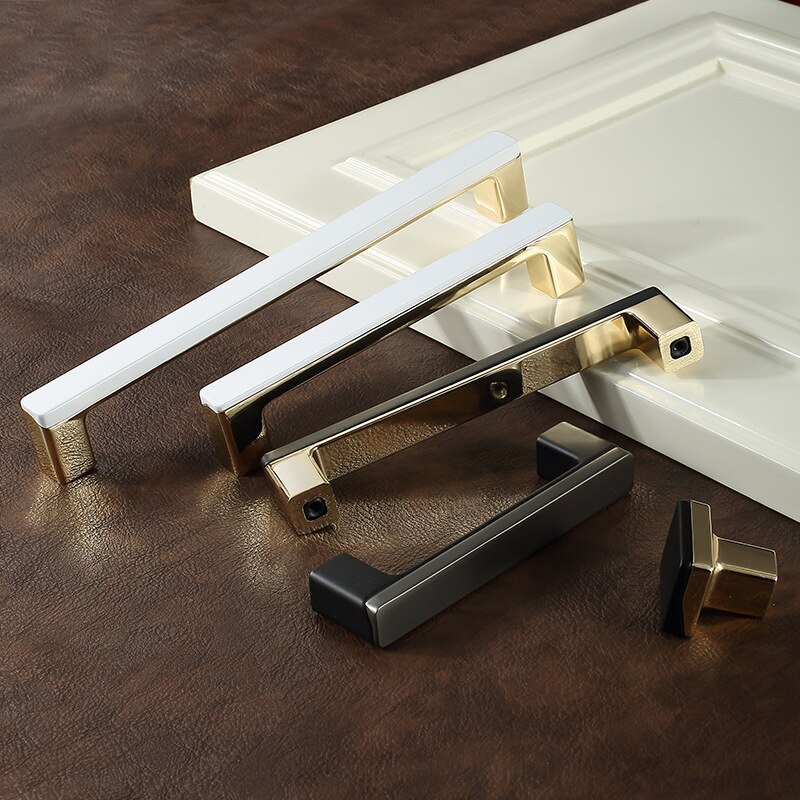 Furnitur Cabinet Handl Closet Handle Modern Simple Platinum Square Room Door Handles Modern Zinc Alloy