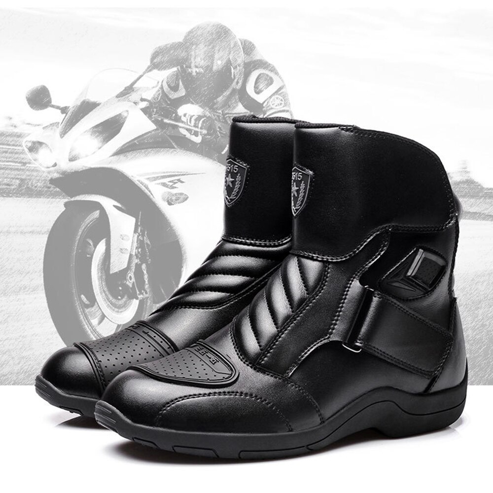 Mj Moto Motorlaarzen Mannen Motorcross Schoenen Mid Lange Pu Leer Zwart Chopper Touring Schoenen Retro Biker rijden: 8