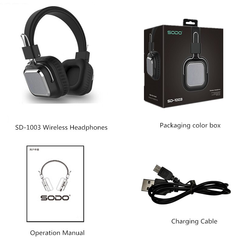 SODO SD-1003 Bluetooth Headphone On-Ear Wired Wireless Headphones Foldable Bluetooth 5.0 Stereo Headset with Mic Support TF Card