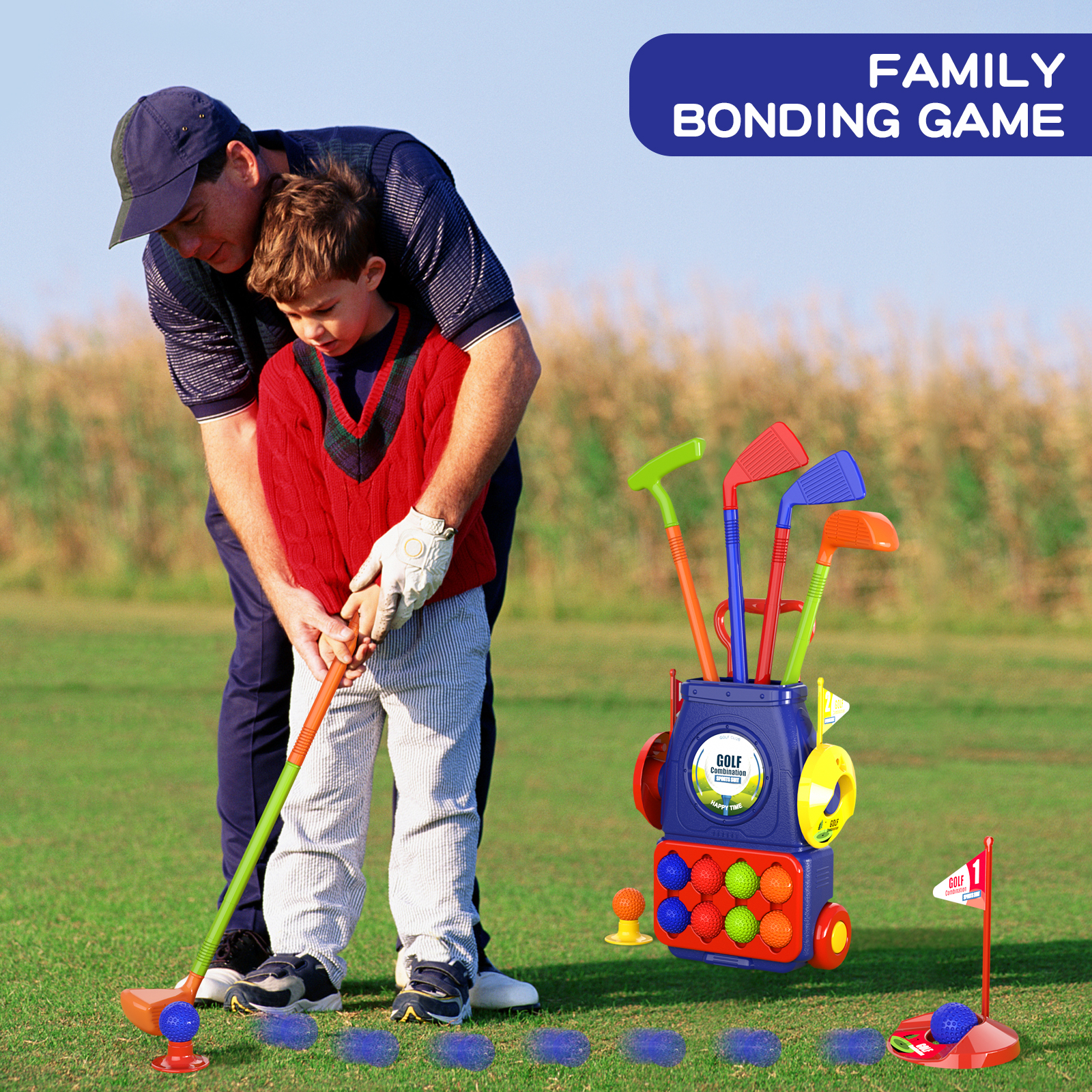 Peuter Golf Set Kids Golfclubs Met 8 Ballen 4 Golfstokken, 2 Oefenholes En Een Putting Mat Speelgoed Voor 2 3 4 5 Jaar Oude Meisjes