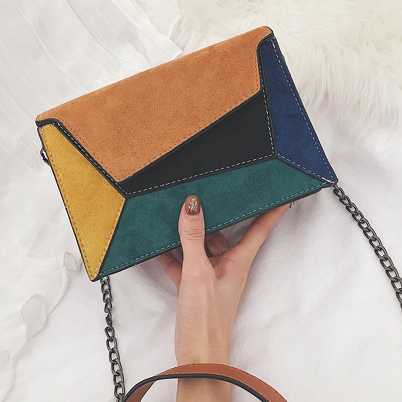 1 Pc Pu Stiksels Messenger Bag Vrouwen Meisjes Dames Multicolor Patchwork Lederen Crossbody Schoudertas Aankomst