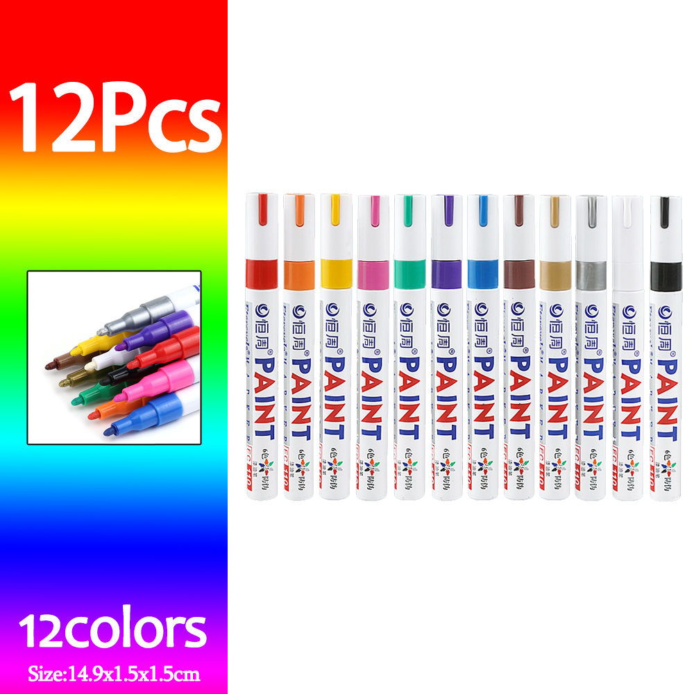 1/3/6/12 sztuk kolorowe znacznik robić farby permanentnej wodoodporne białe markery bieżnik opon gumowa farba robić tkanin metalowe pisaki robić malowania: Ciemny khaki