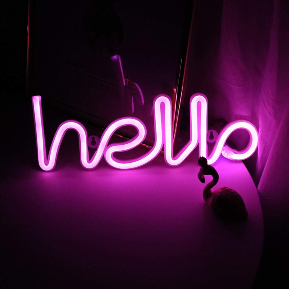 Hello Led Neon Light Teken Letters Neon Sign Panel Christmas Party Bruiloft Decoraties Thuis Wall Decor Neon Lamp: Hello - Pink