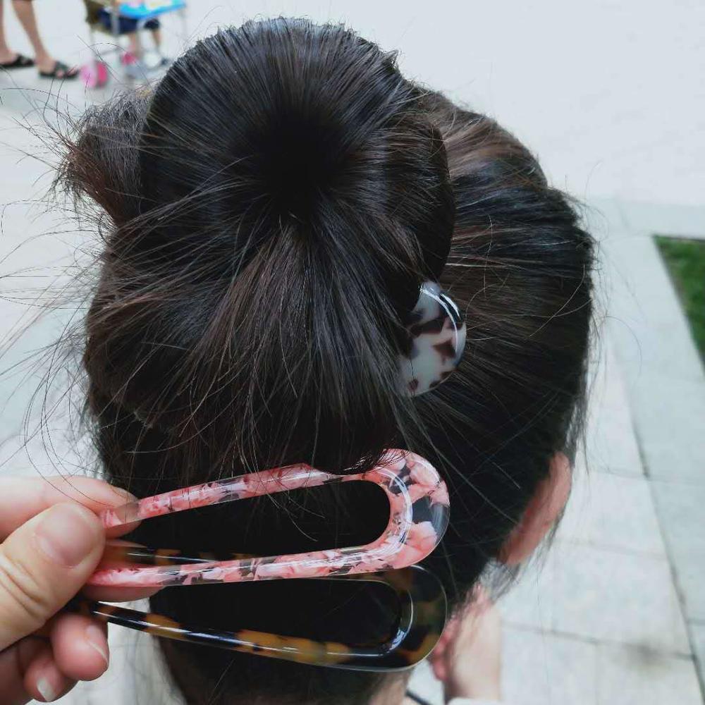 Horquilla de pelo en forma de U para mujer y niña, estilo francés, pinzas para el pelo con forma de U, concha de tortuga, pasadores con palos en U, accesorios para el peinado