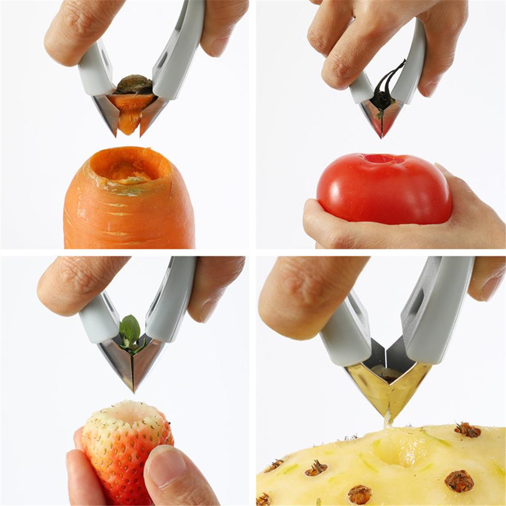 1pc multifunktionel ananasskærer tomat frugtbladstænger fjerner gadget pincet jordbærskallemaskine skiver  qa 079