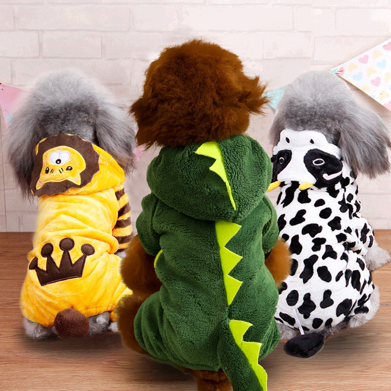 Halloween Pet Dog Clothes Soft Warm Fleece Dogs Jumpsuits Pet Clothing For Small Dogs Puppy Cats Hoodies Yorkshire Costume Coats