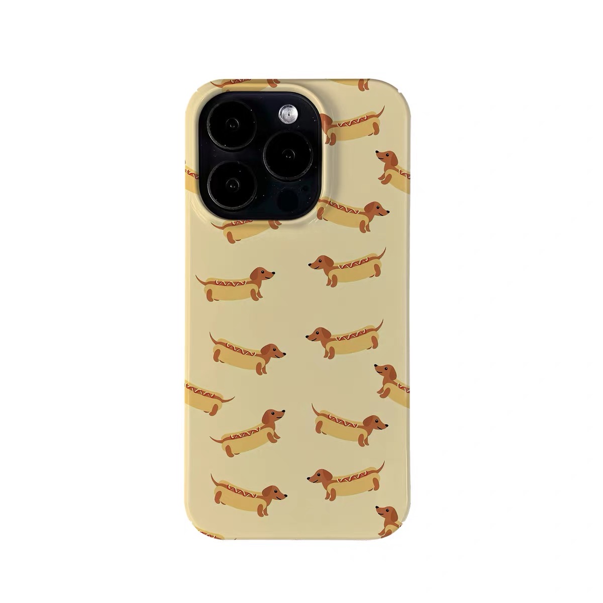 Gult fuldskærms sød hund telefoncover til iphone 17 air 16e 15 promax 14 16 plus 13 12 mini 11 xr akryl telefoncover: Mikrofiber / Mørkegrå