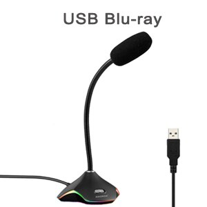 SOVAWIN, micrófono de USB de Gaming para PC, portátil, condensador omnidireccional, micrófonos con cable, luz colorida: USB Blu-ray