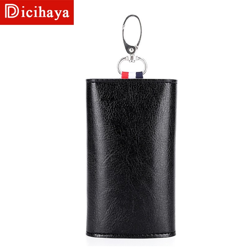 DICIHAYA PU Leather Man Women Key Wallet Short Square Retro ID Card Holder Hasp Vintage Multi-function Car Key Chain Fold Wallet