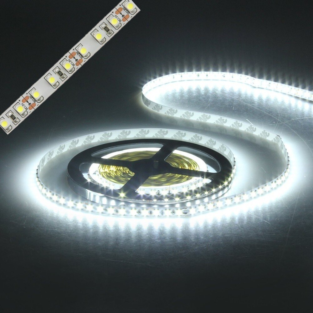 Led-stribelys 3528 600 led 5m vandtæt  ip65 dc 12v 3000k 6500k 9000k hvid varm hvid kold hvid 2835 fleksibel tape