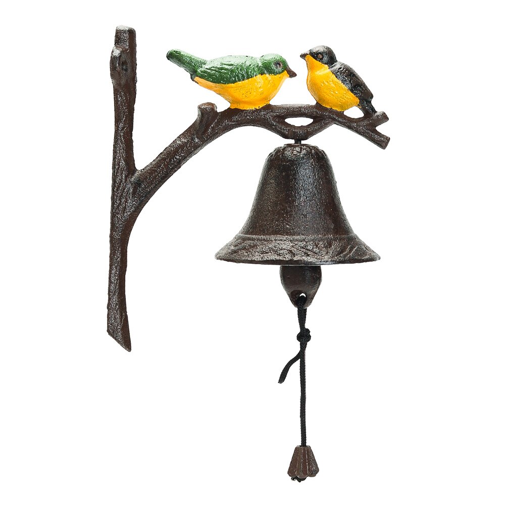 Sungmor Heavy Duty Cast Iron Wall Bell - Decorative Hand-painted Lovely Birds Hand Bell - Manually Shaking Wall Hanging Doorbell: Birds