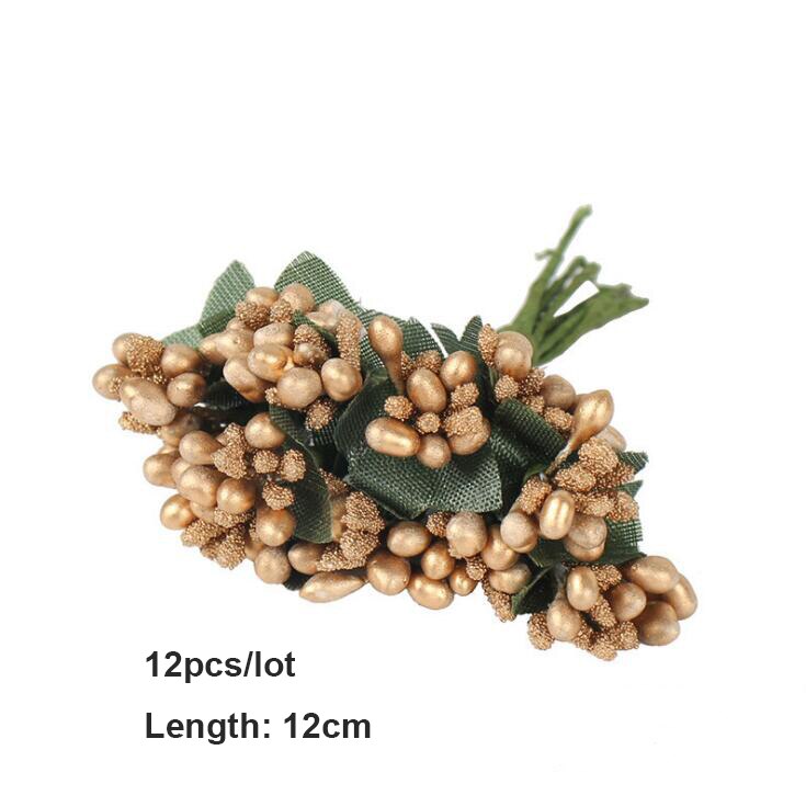8/10/12/90/144 stücke Handwerk Blumen Materialien Diy Kasten Kranz Sammelalbum Staubblatt Beere Obst Bündel Gold Künstliche Pflanzen: Modell 8