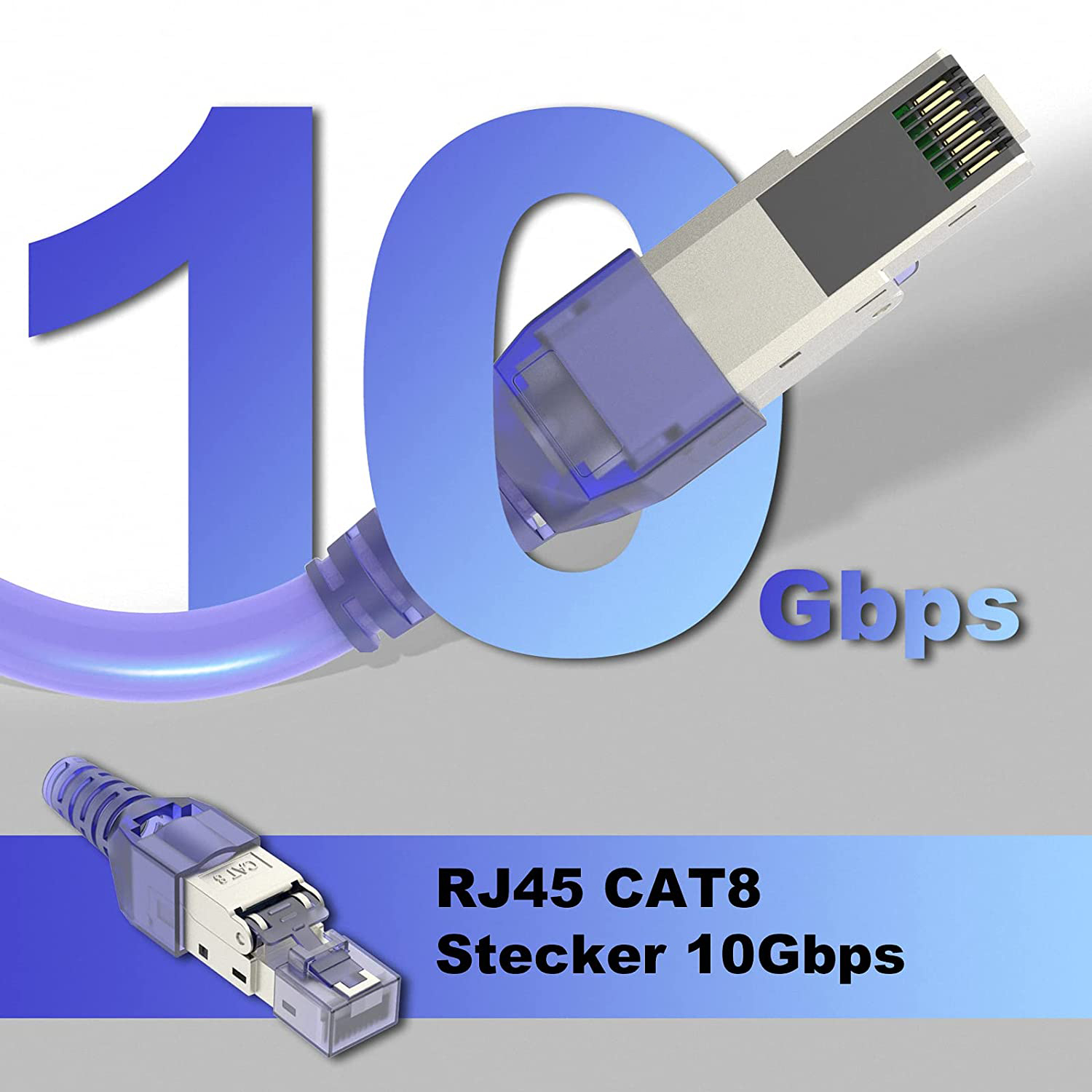 Natalink  rj45 kat. 8 kat. 7 kat. 6a -kontakt verktøyfri  rj45- terminering verktøyfri plugg gjenbrukbar skjermet til ethernetkabler 10 gbps