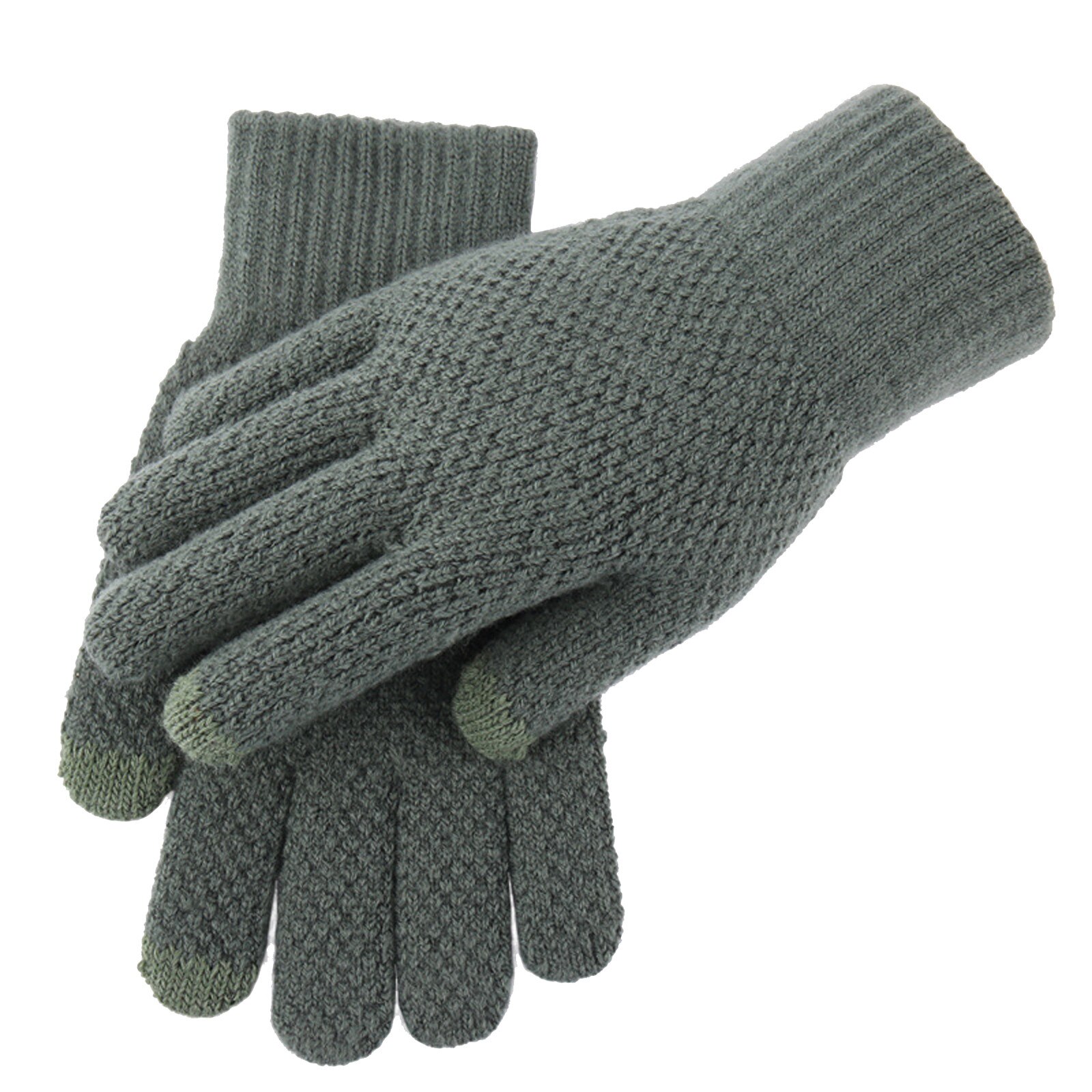 Sagace hiver gants de plein air hommes automne et hiver épaissi tricoté gants de laine doux Mittenп: green