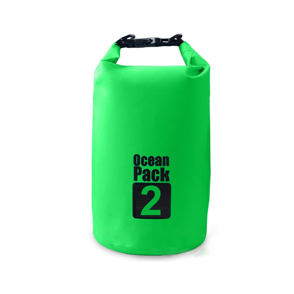 Iksnail 2l vandtæt vandtæt tørpose sæk opbevaringspakke pose svømning udendørs kajak kano flod vandring sejlads: Grøn