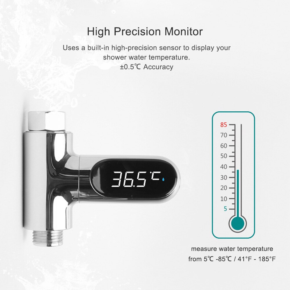 LED Display Water Meter Digital Shower Thermometer Bath Temperature Monitor Water-temperature Measuring Instrument ℃/℉