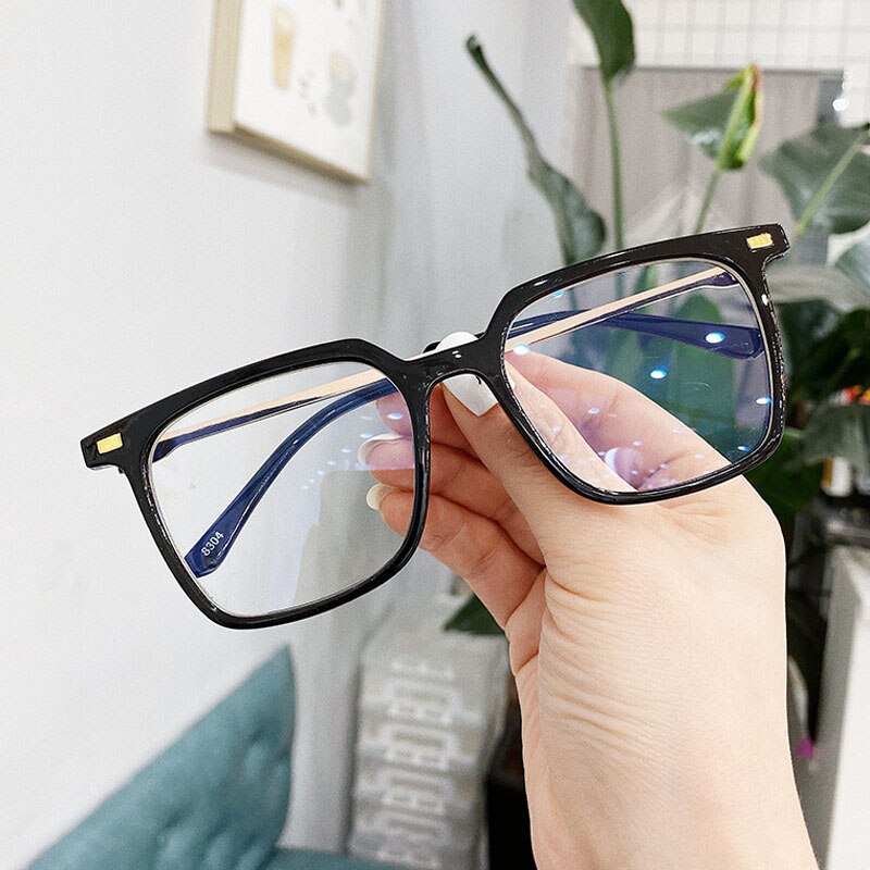 Gaming Glasses Computer Anti Fatigue Blue Light Blocking UV Protection Square Cat Eye Optical Glasses Frame Women Men: black