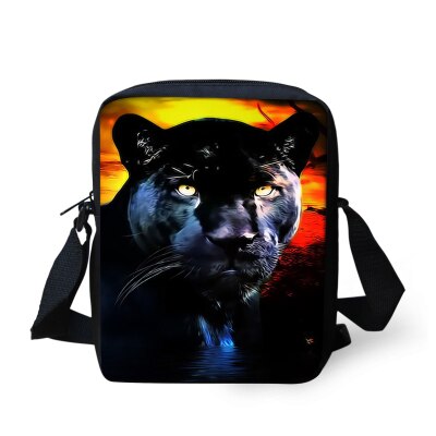 Men Messenger Bag 3D Animal Leopard Head Mini Crossbody Bag Kids Travel Bags Boys Children Small Handbag Mochila Bolsas: C3965E