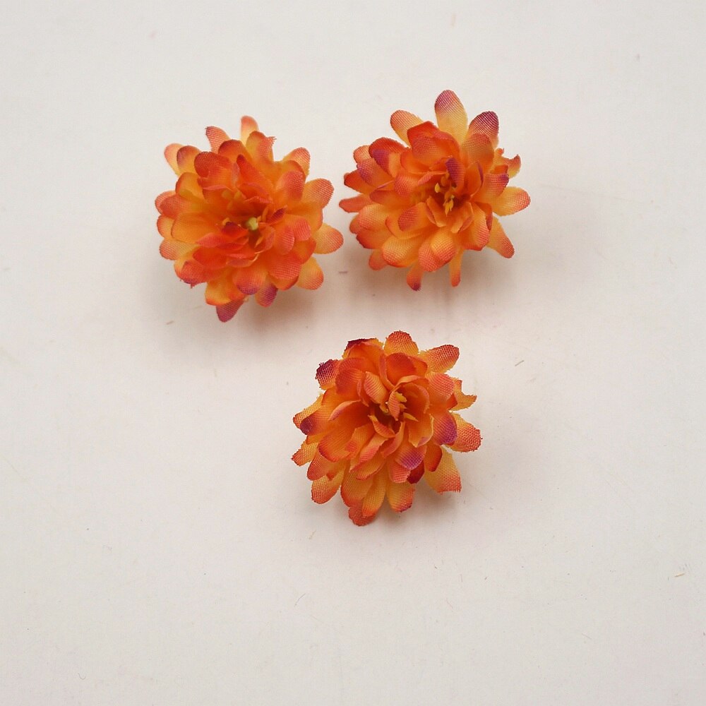 20 st 3cm sidenkonstgjord blomma nejlika blomhuvud flerfärgad valfri bröllopsscen heminredning gör-det-själv blommig: Orange