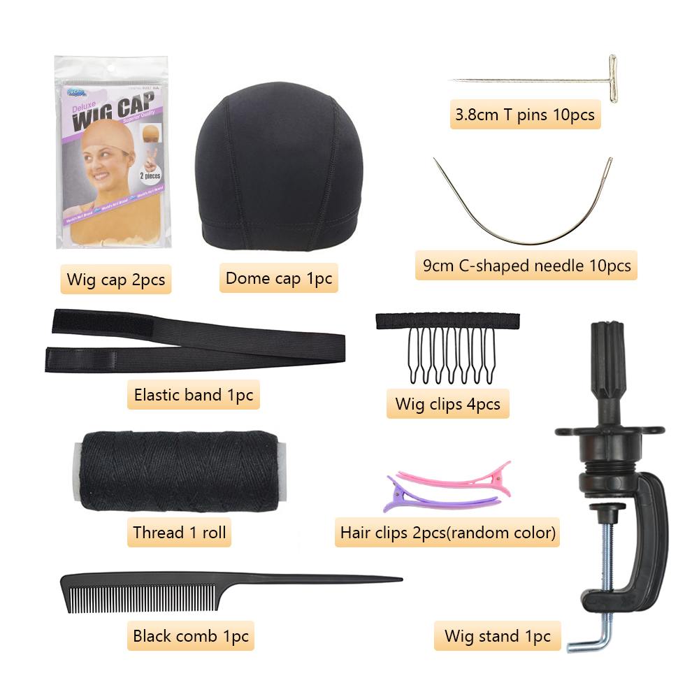 Canvas Block Head Set with Wig Head Stand Table Clamp for Making Wigs Mannequin Head Wig Accessories ﻿
