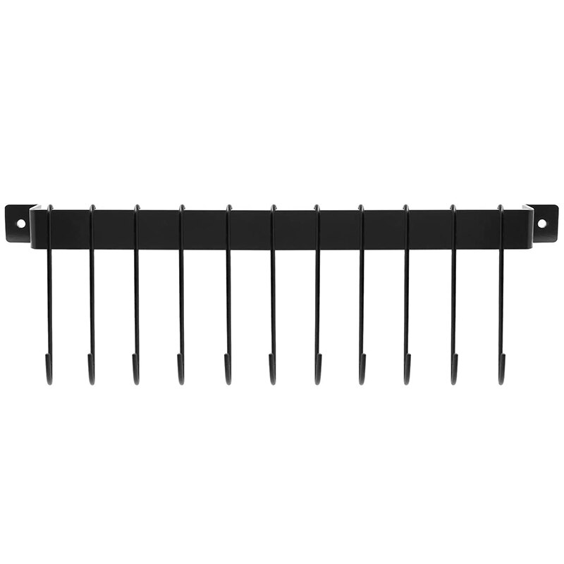 Kitchen Pot and Pan Hanger Rail Bar Rack Wall Mounted 17 Inch with 10 Hooks, Utensil & Cookware Hangers, Industrial: Default Title