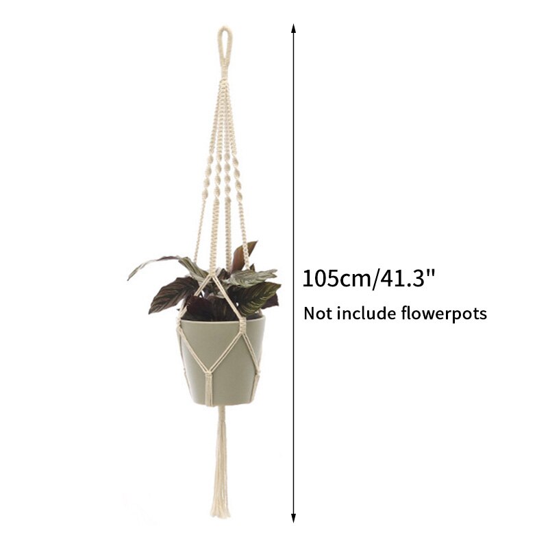 Maceta de algodón hecha a mano, Cestas colgantes de macramé, soporte de macetas de flores tejidas para colgar en la pared: S9