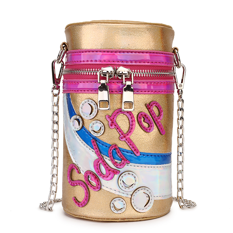 Spaß Soda Flasche Pu Leder Mädchen Schulter Tasche Frauen Tote Beutel Crossbody-tasche Geldbörsen und Handtaschen Kette Tasche beutel: Gold