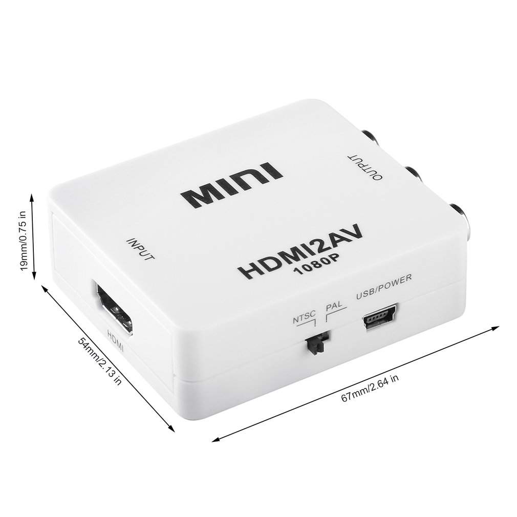 Mini Flexible Portable High Bandwidth Capability HDMI To AV Adapter HDMI2AV 1080P HD Video Converter Box with Charge Cable