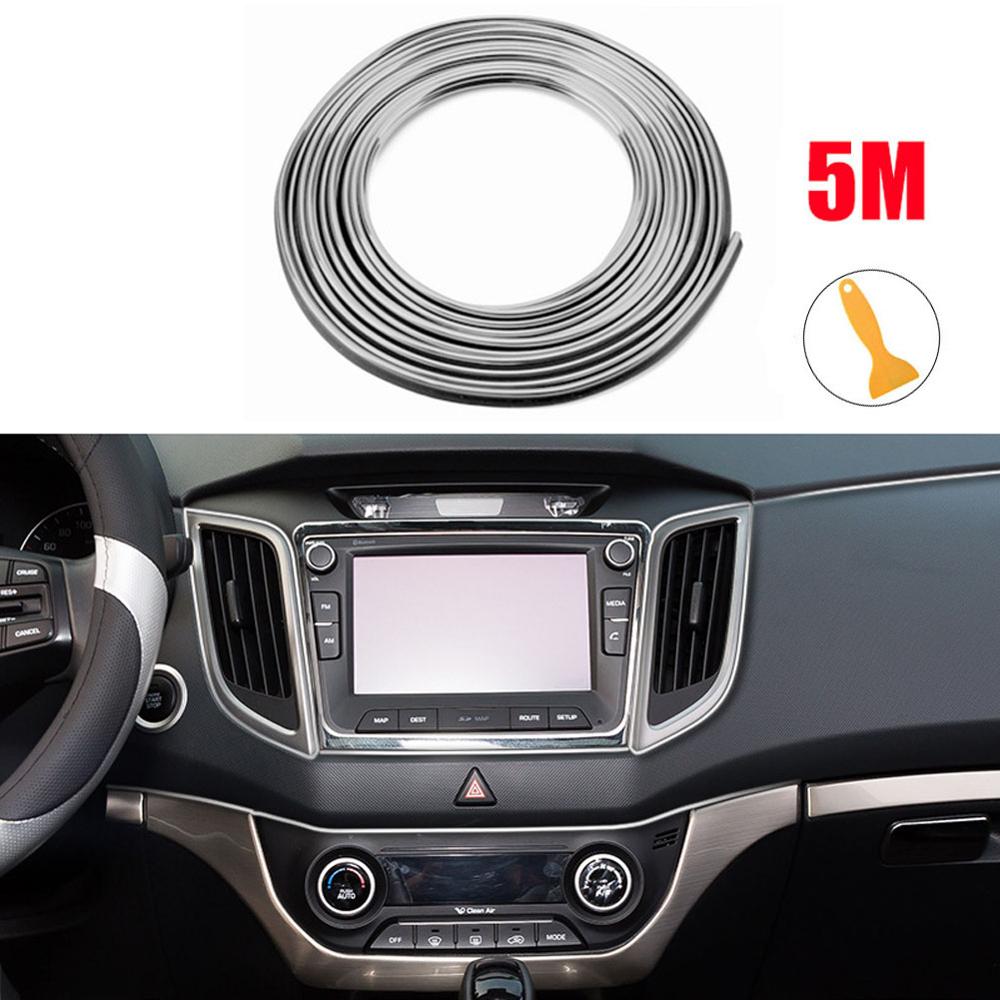 Moldura de borde de puerta para Interior de coche, tira embellecedora de borde de puerta, Universal, decorativa, 5M: Plata