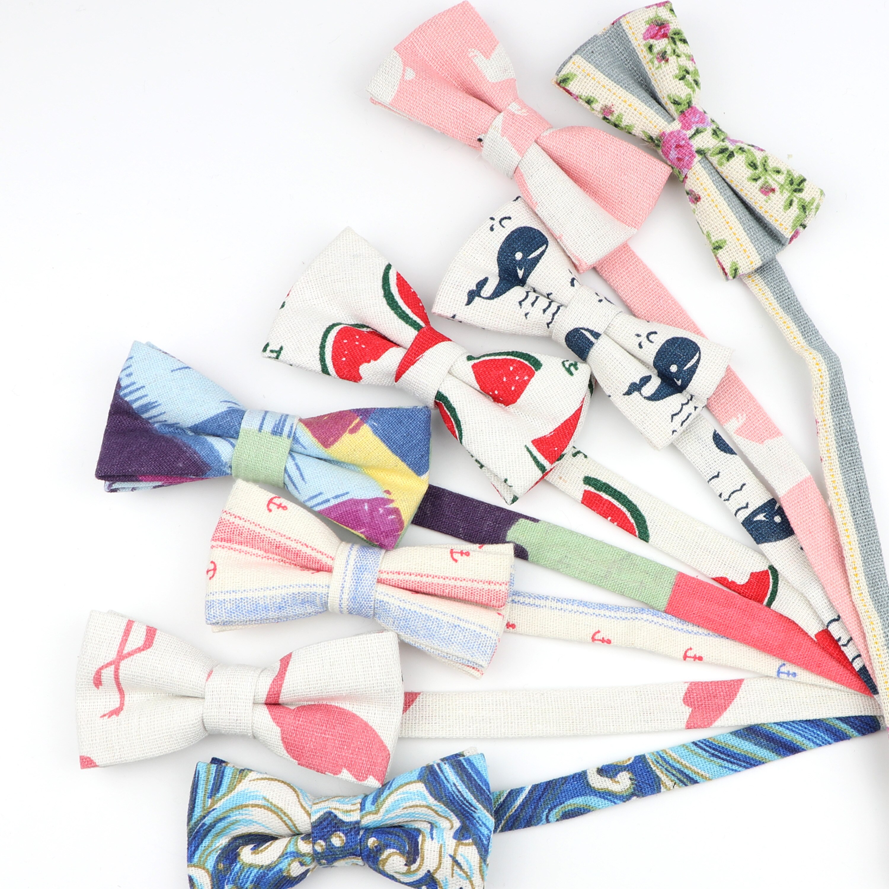 Gravata borboleta ajustável para crianças, de linho, desenho animado, animal, flor, borboleta, presente, festa, laço, acessórios