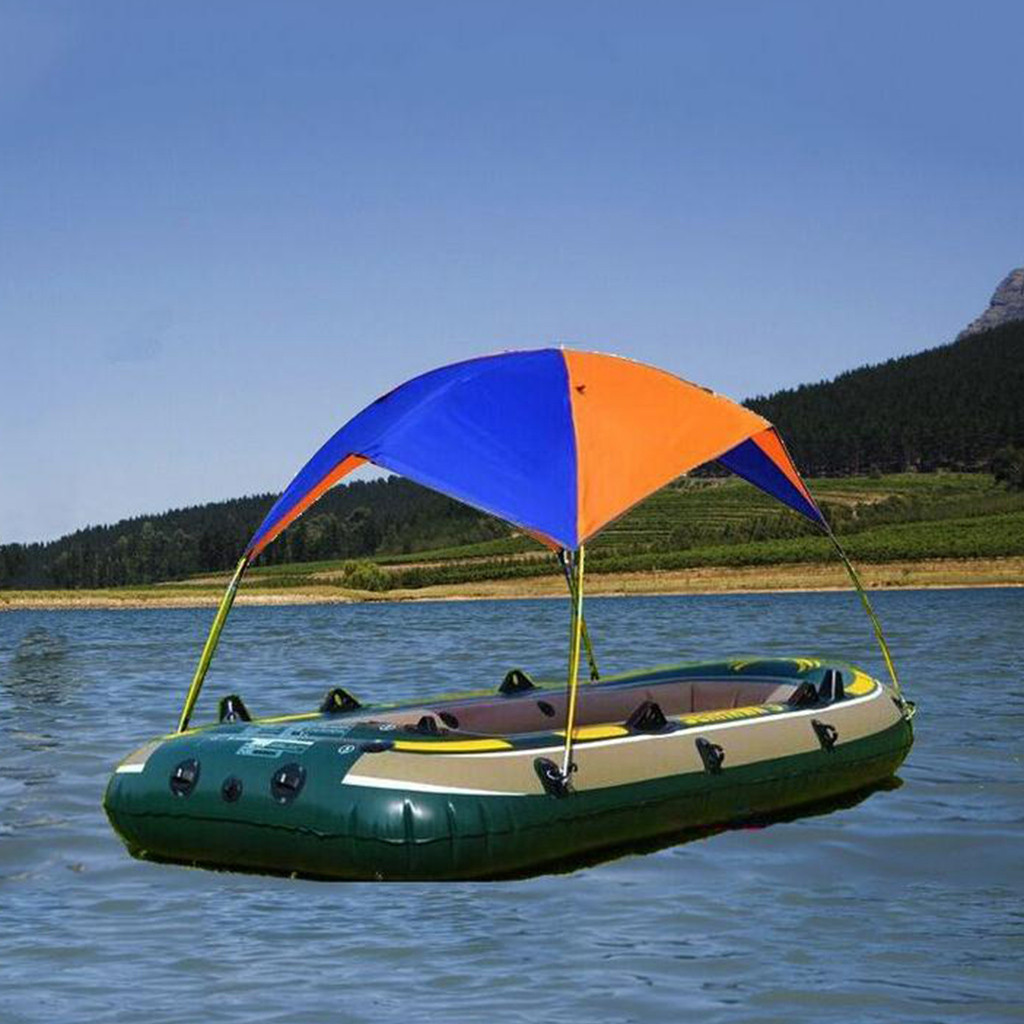 Protection solaire gonflable bateau tente deux personnes imperméable en caoutchouc bateau pliant auvent pour la journée pluvieuse et ensoleillée d3