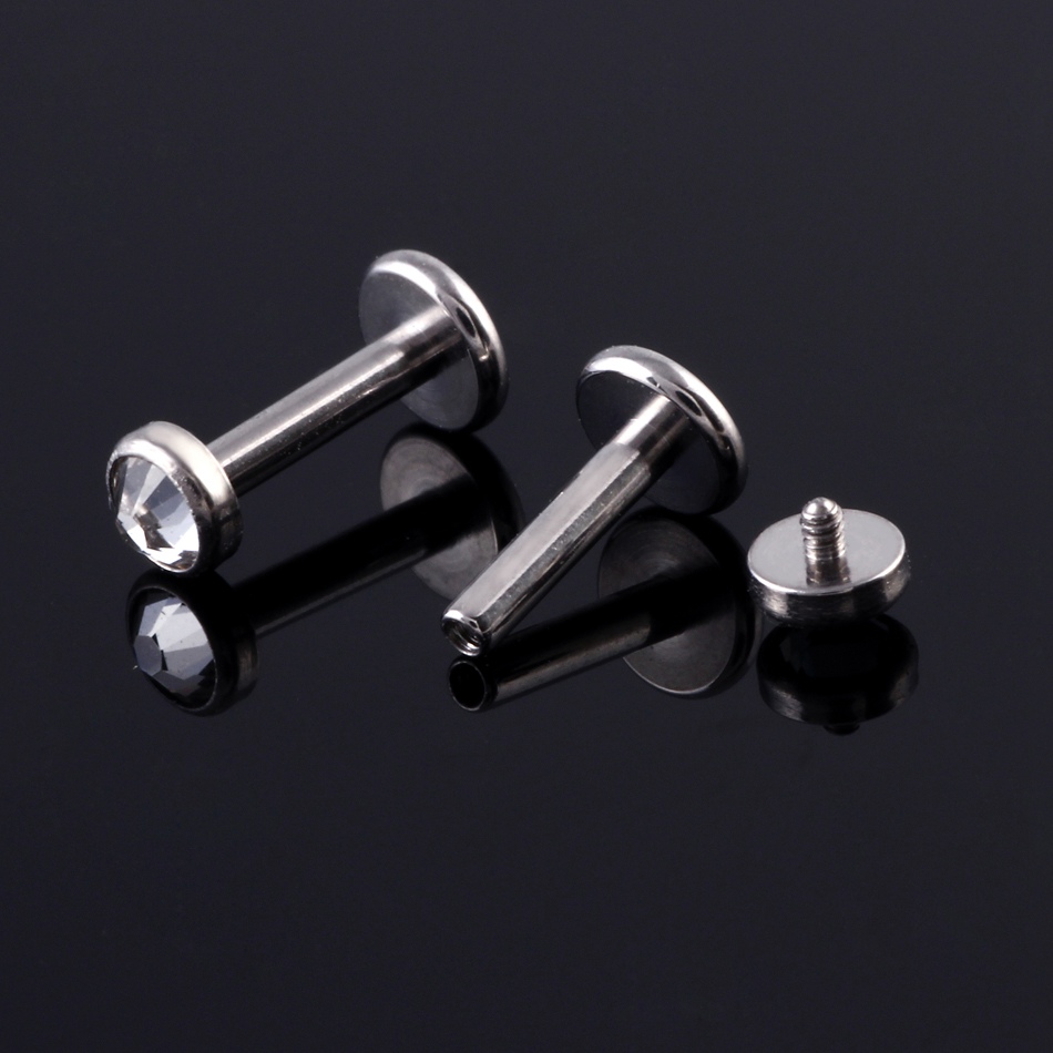 Piercing de titanio G23, barra de labio de Labret de hilo interno, gema gótica CZ, pendiente de lóbulo de oreja de cartílago, joyería para el cuerpo Punk, 1 ud.