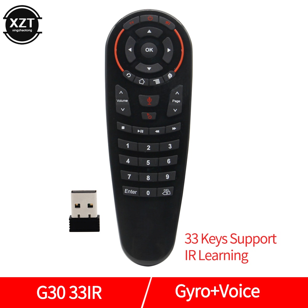 Giroscopio inalámbrico G30S 2,4G, mando a distancia inteligente por voz, 33 teclas, aprendizaje IR, para X96 mini, H96 MAX, Android Box,