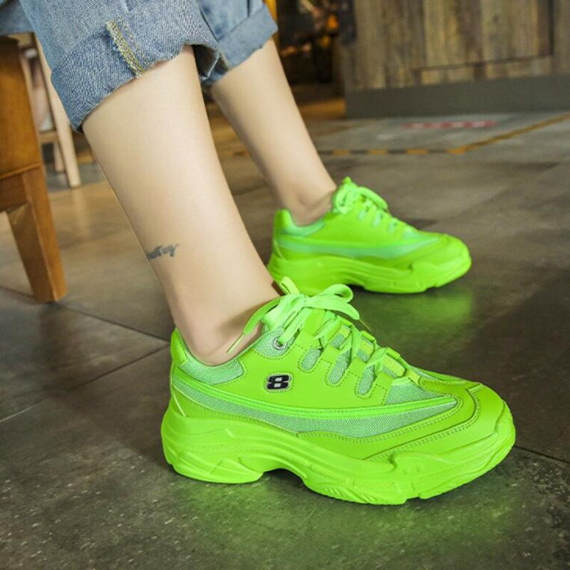 Chunky sneakers kvinnor vulkanisera skor ljus godis färg fritidsskor kvinna sneakers kvinnor lägenheter platå dam skor