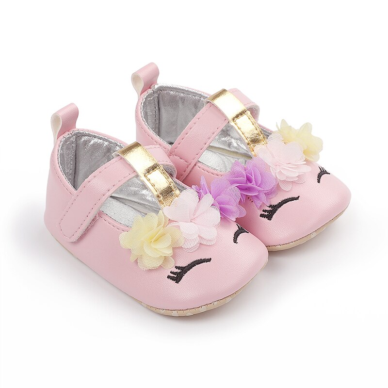 Doux bébé fille princesse chaussures fleur Mary Jane chaussures plates mocassins semelle souple antidérapant en cuir PU chaussures Prewalkers pour la fête quotidienne: Rose / 9-12M