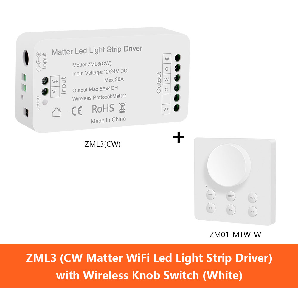 Zemismart Matter WiFi LED bande lumineuse pilote avec bouton sans fil interrupteur prise en charge Homekit Smartthings Alexa Google Home App contrôle: Couleur lilas