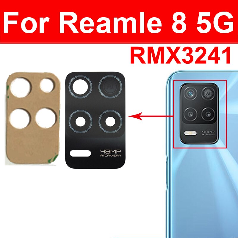 Terug Achteruitrijcamera Glas Lens Voor Oppo Realme 7 8 Pro 7i 8i 8S Global 5G Achteruitrijcamera lens Voor Realme 7pro 8pro Met Sticker Reparatie: ForRealme8-5G