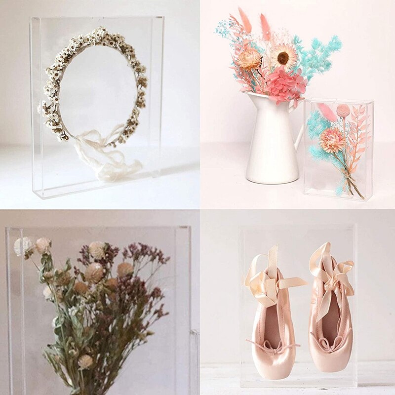 Shadow Box Frame Acrylic Photo Frame DIY Desktop Display Box All Transparent Storage Box